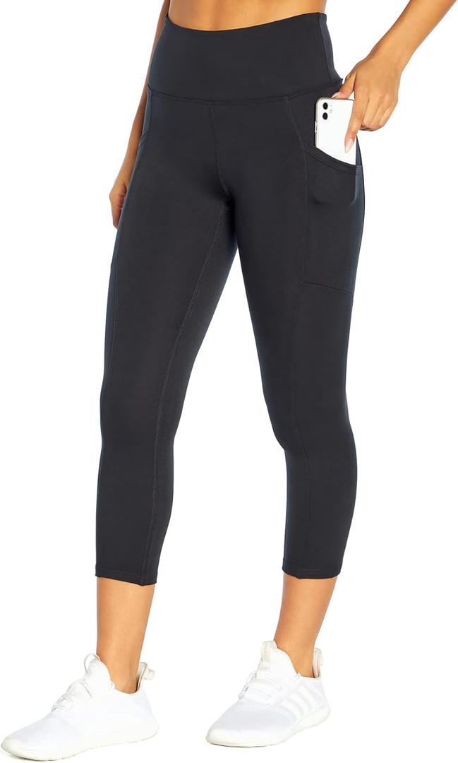 Balance Collection Women's Easy Eclipse High Rise Pocket Capri Legging (Medium, Black)