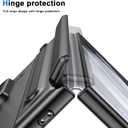 for Samsung Galaxy Z Fold 7 Case with Built-in Compact Writing Pen,Leather Texture,Hinge Protection Wireless Charging,Slim S Pen Phone Case Black 23-Z Fold7-01