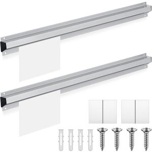 Henoyso 2 Pieces Restaurant Ticket Holder Receipt Holder Aluminum Order Ticket Rack Silver Kitchen Slide Check Rack for Office Cafes Pubs(24 Inch,Square)