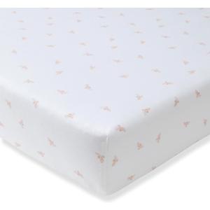 Burt's Bees Baby Essential Organic Cotton Fitted Crib Sheet, Breathable for Boy Girl Standard Crib & Toddler Mattresses (1-Pack, Pink Golden Bee)