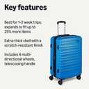 Amazon Basics 26" Hardside Medium Checked Luggage, Expandable For Up to 15% More Space, With Scratch-Resistant Surface, Four Multi-directional Wheels, Light Blue
