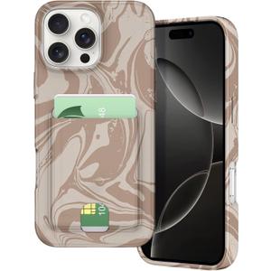 Petocase for iPhone 16 Pro Wallet Case Card Holder Slot Slim Fit Flexible TPU Gel Rubber Soft Skin Silicone Protective Phone Case Cover for Apple iPhone 16 Pro 6.3 inch Creamy Curry