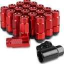 20PCS Closed End Lug Nuts M12X1.5 Wheel Rims Lug Nuts +Socket (Red)