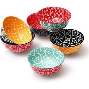 DOWAN 10 oz Small Bowls Set of 6 - Versatile Ceramic Ice Cream Bowls, Durable Small Dessert Bowls for Cereal, Snacks, Colorful Decorative Bowls, Dishware and Microwave Safe, Portion Control Bowl