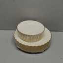 Lullaby 60PCS Ivory Scalloped Plastic Plates with Gold Rim, Disposable Elegant Plates Include 30pcs Dinner Plate 10.25", 30pcs Plastic Dessert Plate 7.5", Perfect for Wedding and Party