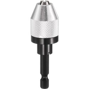 HARFINGTON Keyless Drill Chuck 1/4" Hex Shank Chuck Conversion Adapter 0.012"-0.24" Quick Change for Round-Shank Cordless Screwdrivers Drills Power DIY Tools, Silver