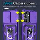 Janmitta Compatible with Samsung Galaxy S26 Case Built in Slide Camera Lens Cover+Screen Protector+Finger Ring Holder Kickstand,Heavy Duty Shockproof Full Body Phone Cover,2026 Purple
