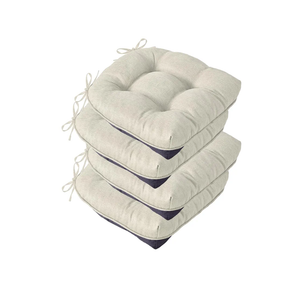 Chair Cushions for Dining Chairs, Seat Cushions for Kitchen Chairs, Indoor Seat Cushions with Ties, Tufted Foam Chair Pads, Non Slip Chair Cushions Set of 2 15.5" x 15.5" x 4", Beige