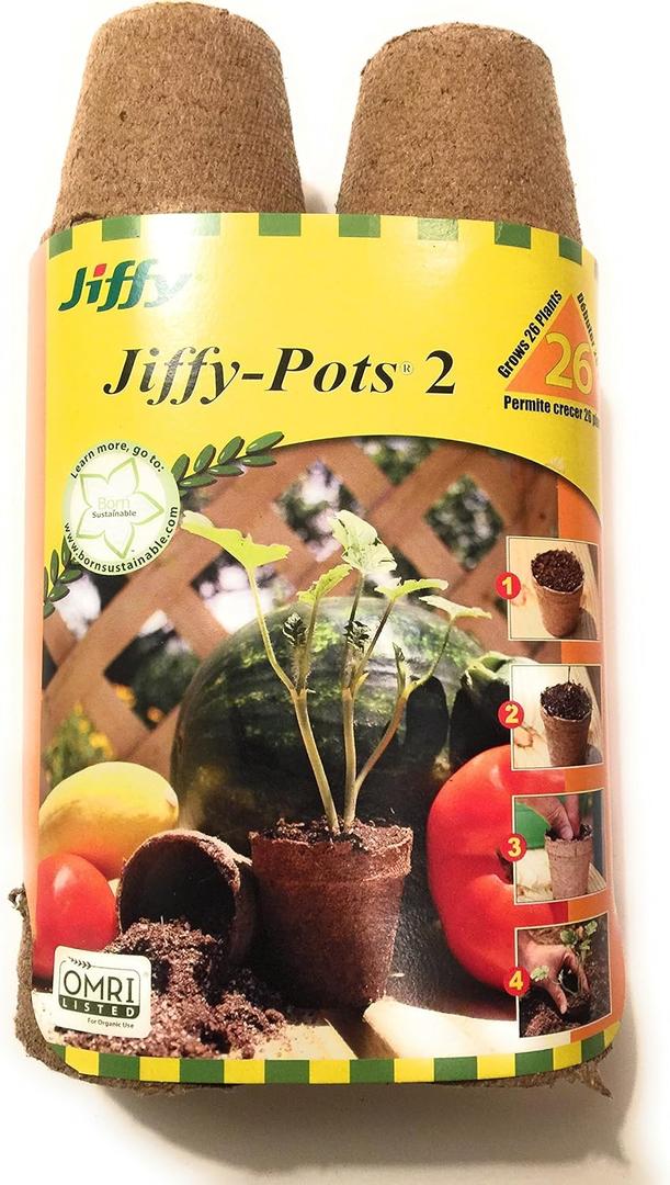 Jiffy-Pots Organic Seed Starting 2" Biodegradable Peat Pots, 19 Pack