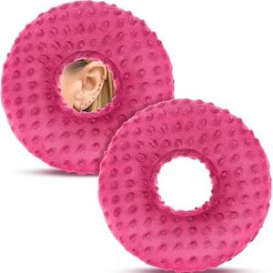 DoubleFill 2 Pcs Ear Piercing Pillows for Side Sleepers with Holes Donut Shaped Support Pillow for Ear Pain Inflammation Pressure Sore Side Relief Sleeping Guard(Rose Red,Beaded Texture)