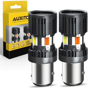 AUXITO CANBUS 1157 Switchback LED Bulbs 2357 2057 7528 BAY15D Dual Color Amber/White Anti Hyper Flash Built-in Resistor Error Free Turn Signal Lights and DRL/Parking Lights, Pack of 2