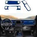 RT-TCZ for Wrangler JL Dash Trim Cover Blue, Gear Shift Panel Trim Frame for Jeep Wrangler JL JLU Gladiator JT 2018-2023 Blue Interior Accessories 3pcs
