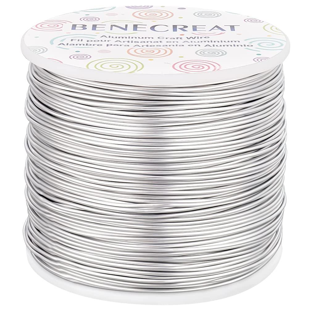 BENECREAT 18 Gauge 492FT Silver Aluminum Wire Anodized Jewelry Craft Making Beading Wire Floral Making Bendable Metal Wire for Jewelry, Sculpting Model Making