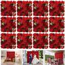 RIDDSEE Flower Wall Backdrop 12 Piece of 16.5x16.5 Inch Artificial Floral Wall Panel Silk Rose Wall Decor Ideal for Wedding Celebrations, Festive Party Backdrops, and Home Decor-Red