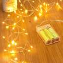 Fairy Lights Battery Operated, 60 LED Fairy String Lights Waterproof Silver Wire 5 Feet Firecracker Starry Light for DIY Wreath Home Wedding Bedroom Mason Jar Holiday Christmas Ramadan Decorations (Warm White)