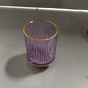 DASITON Makeup Brush holder Organizer,Crystal Cosmetic Makeup Brush Glass Brushes Storage Holder, Vintage Make Up Brush Cup Pen Pencil Holder striped vase(Purple L)