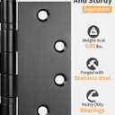 Stainless Steel Matte Black 4.5'' Ball Bearing Hinges - Heavy-Duty, Square Corners, 2PACK for Exterior Doors