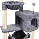 YUNIQUE Cat Tree with Cat Condo and Big Hammock, Grey (39.4'' Grey)
