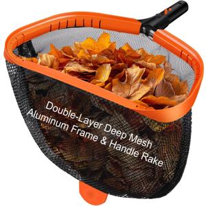 17.5" Pool Net, Pool Skimmer Net with Double-Layer Netting Bag, Aluminum Frame, Deep Nylon Net, Large Capacity Pool Cleaning Net, Leaf Skimmer Rake Net for Above Ground & In-ground Pools (No Pole)