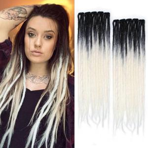24 Inch Clip in Dreadlock Hair Extensions 10Clips 40 Strands Synthetic Handmade Soft Clip In Dreads Extensions for Women,Gray/White