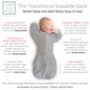 SwaddleDesigns Transitional Swaddle Sack, Arms Up Half-Length Sleeves & Mitten Cuffs, Swaddle for Newborn Transition to Baby Sleep Sack Wearable Blanket, 3-6 Month, 14-21 lb, Gray with Striped Trim