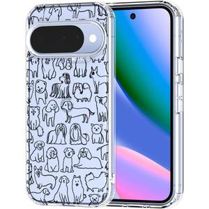 MOSNOVO Case for Google Pixel 10 & Pixel 10 Pro, [Buffertech 6.6ft Military-Grade Drop Protection] [Anti Peel Off Tech] Clear TPU Bumper Phone Case Cover Design - Doodle Dog