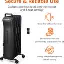 Amazon Basics Portable Oil Space Heater with Remote Control, 7 Oil-Filled Fins, Adjustable Thermostat, 3 Heat Settings, Tip-Over and Overheat Protection, ETL Safety Certificate, 1500W, Black