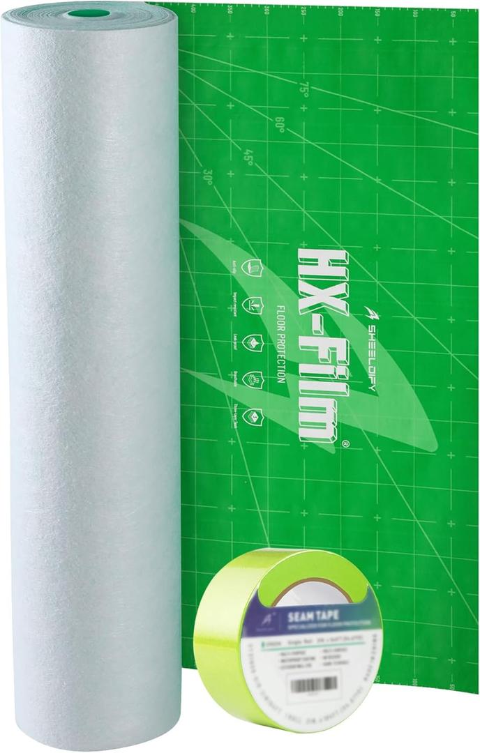 39"x100' Heavy-Duty Floor Protection | Construction Grade Carpet Protector | Drop Cloth Plastic Film for Hardwood Floors | Waterproof Painters Covering with No Residue(Mint Green)