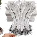 THARAHT 50PCS Rooster Coque Tail Feathers Bulk Natural 12-14Inch 30-35cm for Crafting Wedding Gras Masquerade Party Performances DIY Decoration Rooster Tail Feather,Silver