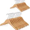 Nature Smile Kids Baby Children Toddler Wooden Shirt Coat Hangers with Notches and Anti-Rust Chrome Hook Pack of 20 (Natural)