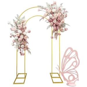 Open Arch Backdrop Stand,Double Arch Frame U Shaped Wedding Arches for Wedding Ceremony Birthday Party Bridal Baby Shower Photo Booth Garden Floral Balloon Arch Decoration 2.2*1.2M
