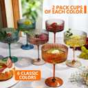 Jingmore 11 Pcs Ribbed Martini Glasses 10 oz Disposable Plastic Vintage Ribbed Coupe Glasses Unbreakable Dessert Parfait Glassware for Wedding Birthday Party Supplies (Classic Color)