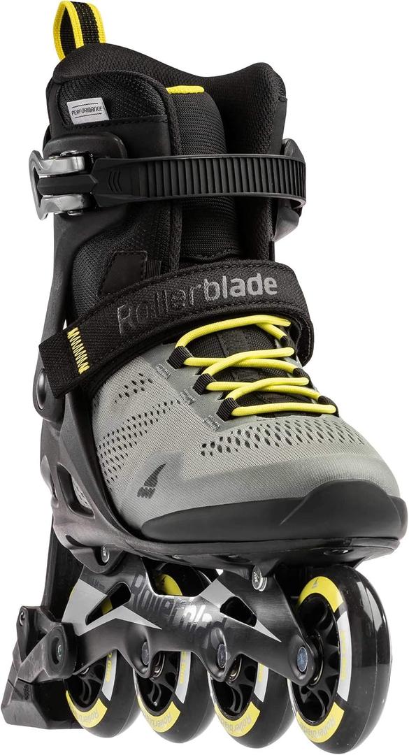 Rollerblade Macroblade 80 ABT Men's Adult Fitness Inline Skate, Silver/Neon Yellow, Performance Inline Skates, 12