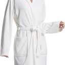 Women Lightweight Bath Robes Terry Cloth Towel Robe Microfiber Knee Length Bathrobe with Pockets (M)