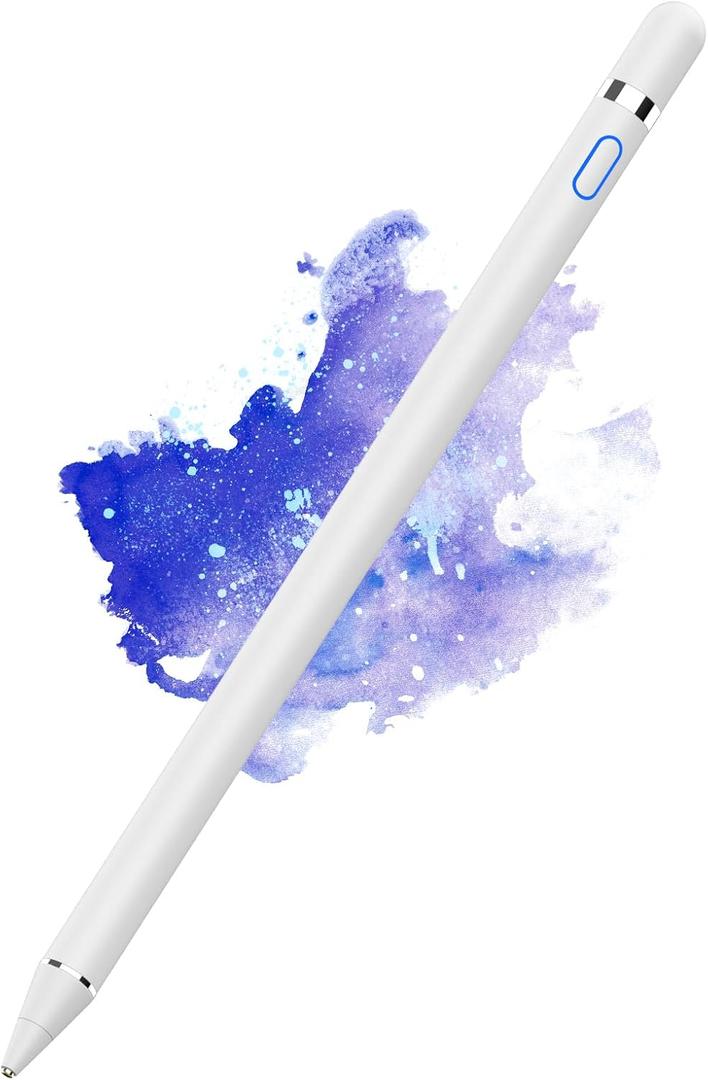 Stylus Pen for Touchscreen, Rechargeable Universal iPad Pen for Tablet, Digital Pens Fine Point Stylist Pen Compatible with Android, iOS, iPhone, iPad/iPad Mini/Pro/Air and More Tablet/Phone (White)