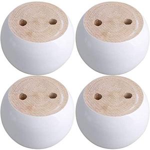 4PCS Solid Wood Furniture Legs White Wooden Round Furniture Bun Feet 2" Tall Replacement Dresser Legs Sofa Cabinet Couch Replacement Legs (White)