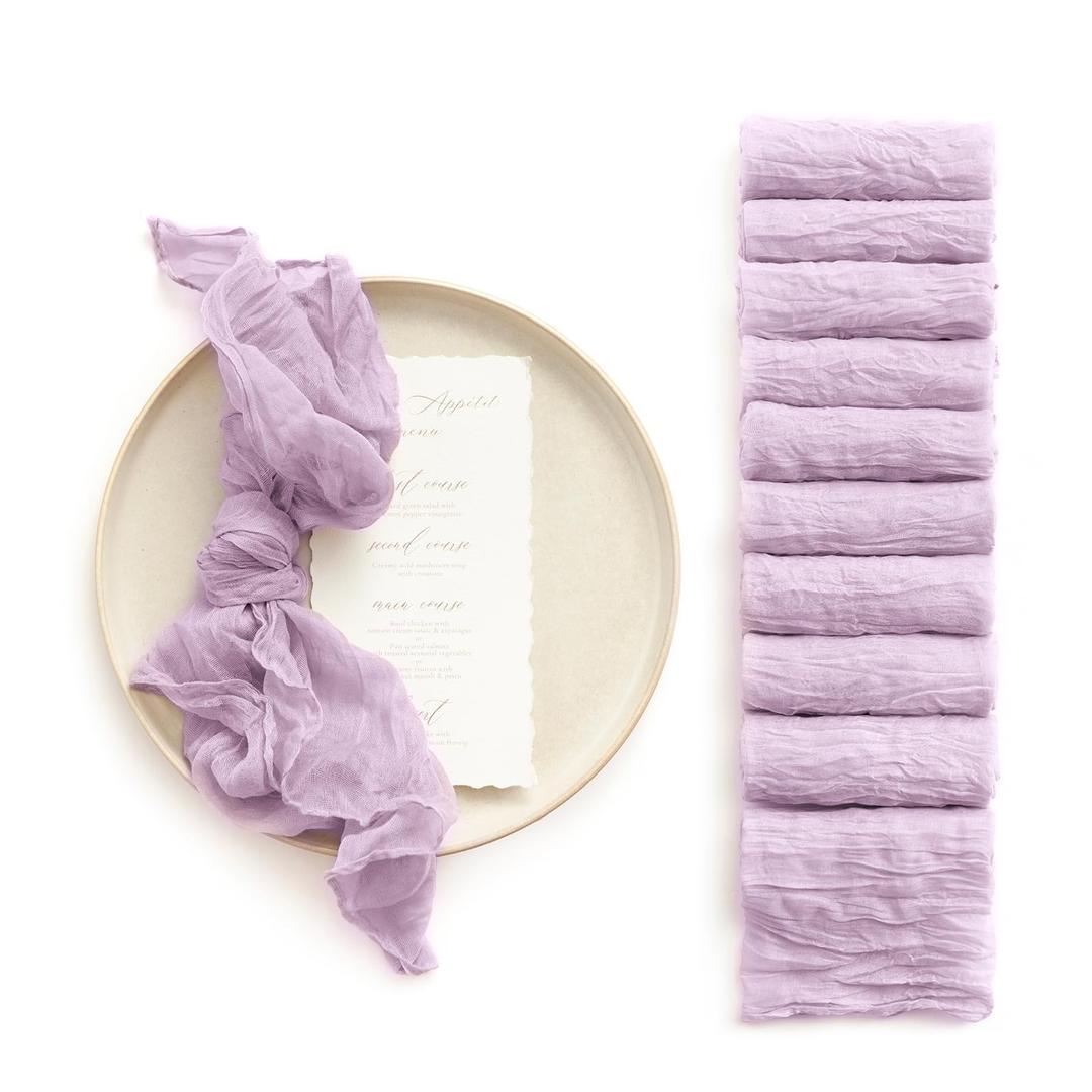 Ling's Moment Luxury Cloth Wedding Napkins - 19x19 Inch Reusable Cheesecloth Linen Napkins for Wedding Reception, Bridal Shower, Dinner Table - Washable, Durable (Set of 10), [Lilac]