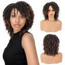Short Synthetic Dreadlock Wig for Black Women, Afro Curly Faux Locs Braided Hair with Glueless Realistic Twist - Crochet Braided Wigs1B/30#