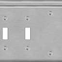 BESTTEN 3-Gang Combo Metal Wall Plate with hite or Clear Plastic Film, 1-Blank/2-Toggle, Standard Size, Corrosion-Resistant Stainless Steel Light Switch Cover, Brushed Finish, 2 Pack, Silver