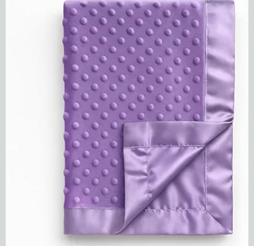 Pro Goleem Baby Soft Minky Dot Blanket with Silky Satin Backing Baby Gifts for Boys and Girls (Purple, 30’’ x 40’’)