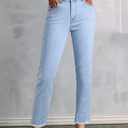 Sidefeel Women's Jeans High Waisted Strechy Straight Legs Boyfriend Denim Pants with Pockets L Light Blue Size 6 Short (Blue)