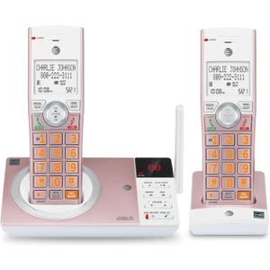 AT&T CL82257 DECT 6.0 2-Handset Cordless Phone for Home with Answering Machine, Call Blocking, Caller ID Announcer, Intercom and Long Range, Rose Gold