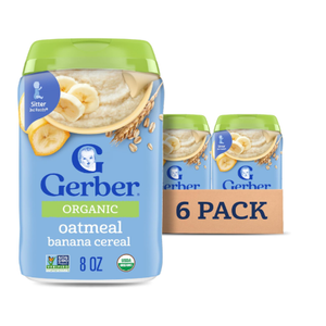 Gerber Organic 2Nd Foods Sitter Banana Oatmeal Baby Food Cereal, 8 Ounce (Pack of 6) Best Before Oct 31, 2026