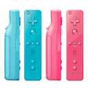 TIANHOO Remote Controller for Wii & Wii U, with Silicone Case and Wrist Strap, 2 pack (Pink & Blue)