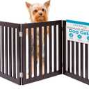 INTERNET'S BEST Dog Gate Indoor Freestanding Pet Barrier, Folding Wood Dog Fence, Extra Wide Doorway Puppy Gate, Indoor Animal Privacy Panel, Wooden Cat Fence - 3 Panel - 24", Espresso