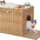 Feandrea Cat Litter Box Enclosure, Handwoven Rattan End Table, Extra Mat
Hidden Litter Box Furniture, Removable Washable Tray, Boho Cat House, Goose Yellow, ELIOTT Collection UPCL014K01