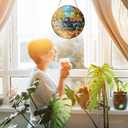 FLAGWIX Fall Decorations for Home - Tractor Stained Glass Window Hanging 8in - Sun Catchers Indoor Window, Fall Gifts for Women Men, Thanksgiving Decorations Suncatcher, Thanksgiving Gifts for Mom Dad (Denim  Thankful Ride)