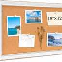 DOLLAR BOSS Distressed White Cork Board, 18"x12" Bulletin Board | Hand-Finished Rustic Frame, Vintage Farmhouse Pin Board, For Office & Home Decor, Includes Pins & Hanging Hardware