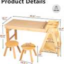 DJAR Kids Wooden Activity Art Table and 2 Chairs Set, Paper Roll Storage