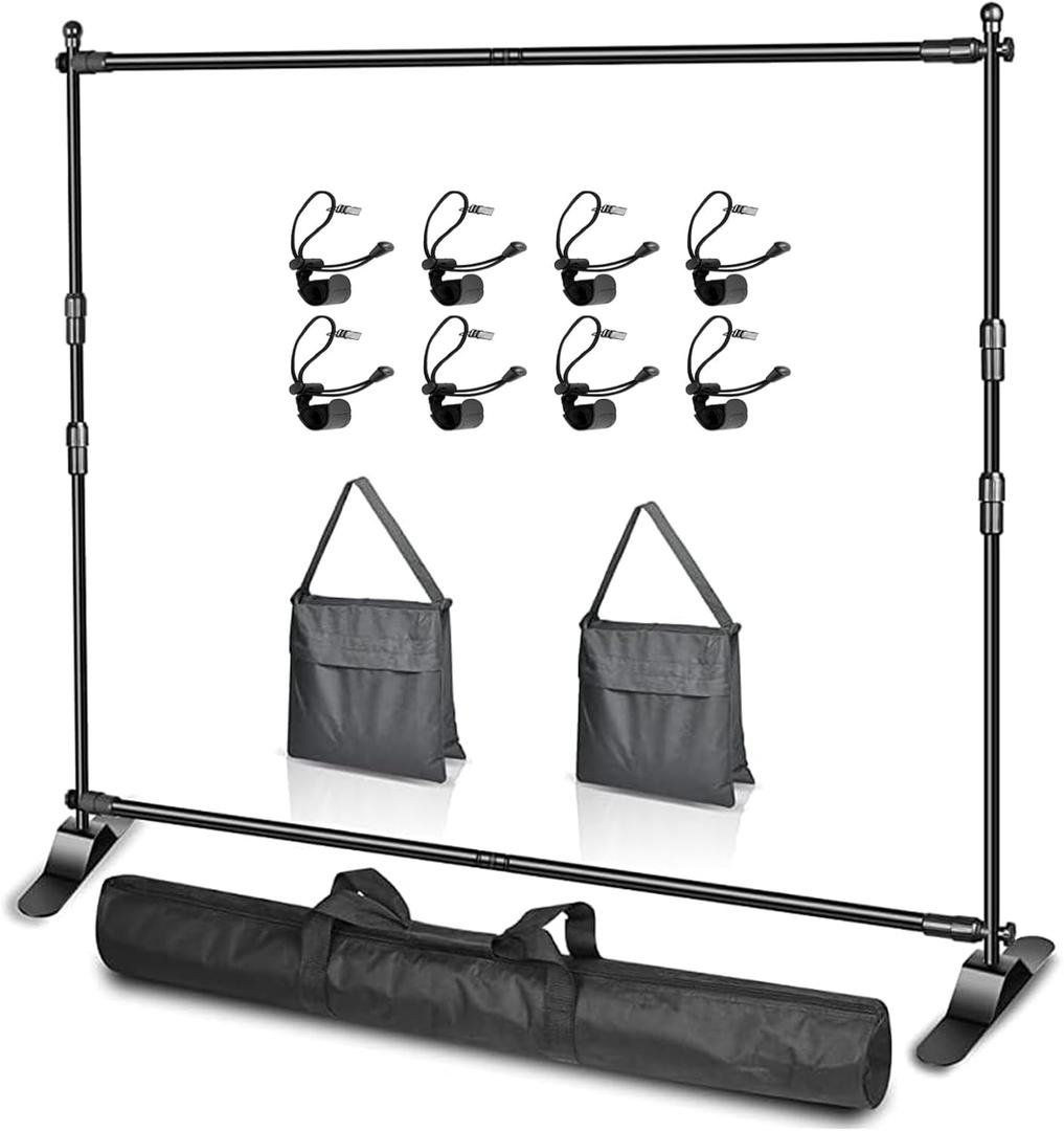 EMART 8 x 8ft (W x H) Adjustable Photo Backdrop Banner Stand with Telescopic Tubes, Suitable for Trade Shows, Professional Photography Booths, and Step and Repeat Background Displays